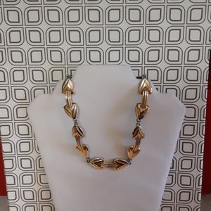 Vintage Monet Silver and Goldtone Arrow Necklace